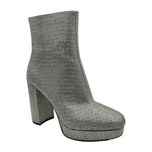 Michael Kors Women's Joanna Crystal Embellished Platform Boot Silver - Medium